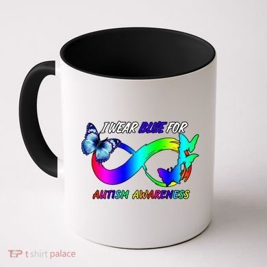 I Wear Blue For Autism Awareness Butterfly Ribbon Coffee Mug