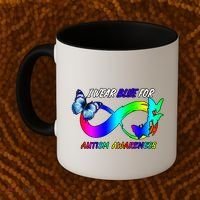 I Wear Blue For Autism Awareness Butterfly Ribbon Coffee Mug thumb 2