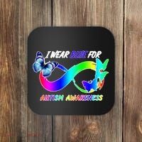I Wear Blue For Autism Awareness Butterfly Ribbon Coaster thumb 0