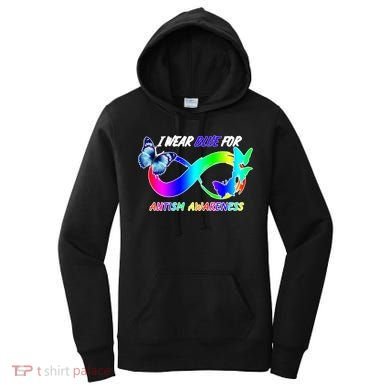 I Wear Blue For Autism Awareness Butterfly Ribbon Women's Hoodie