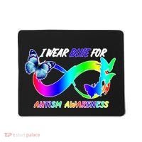 I Wear Blue For Autism Awareness Butterfly Ribbon Mousepad thumb 0