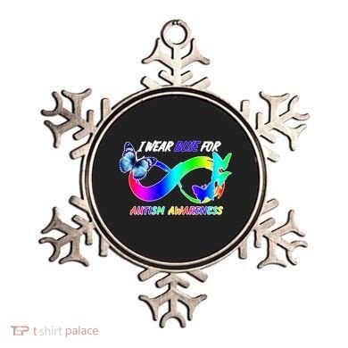 I Wear Blue For Autism Awareness Butterfly Ribbon Ornament