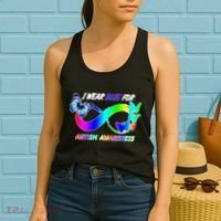 I Wear Blue For Autism Awareness Butterfly Ribbon Women's Tank Top thumb 2