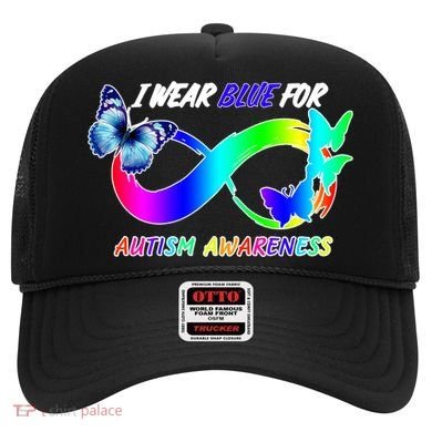 I Wear Blue For Autism Awareness Butterfly Ribbon Hat