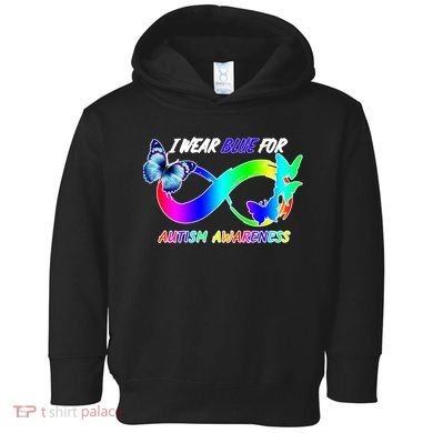I Wear Blue For Autism Awareness Butterfly Ribbon Toddler Hoodie