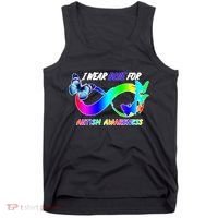 I Wear Blue For Autism Awareness Butterfly Ribbon Tank Top thumb 0