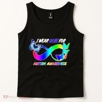 I Wear Blue For Autism Awareness Butterfly Ribbon Tank Top thumb 2