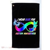 I Wear Blue For Autism Awareness Butterfly Ribbon Golf Towel thumb 0
