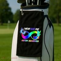 I Wear Blue For Autism Awareness Butterfly Ribbon Golf Towel thumb 2