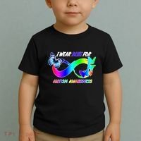 I Wear Blue For Autism Awareness Butterfly Ribbon Toddler T-Shirt thumb 2