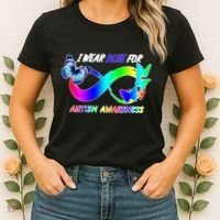 I Wear Blue For Autism Awareness Butterfly Ribbon Women's T-Shirt thumb 2