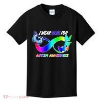 I Wear Blue For Autism Awareness Butterfly Ribbon Kids T-Shirt thumb 0