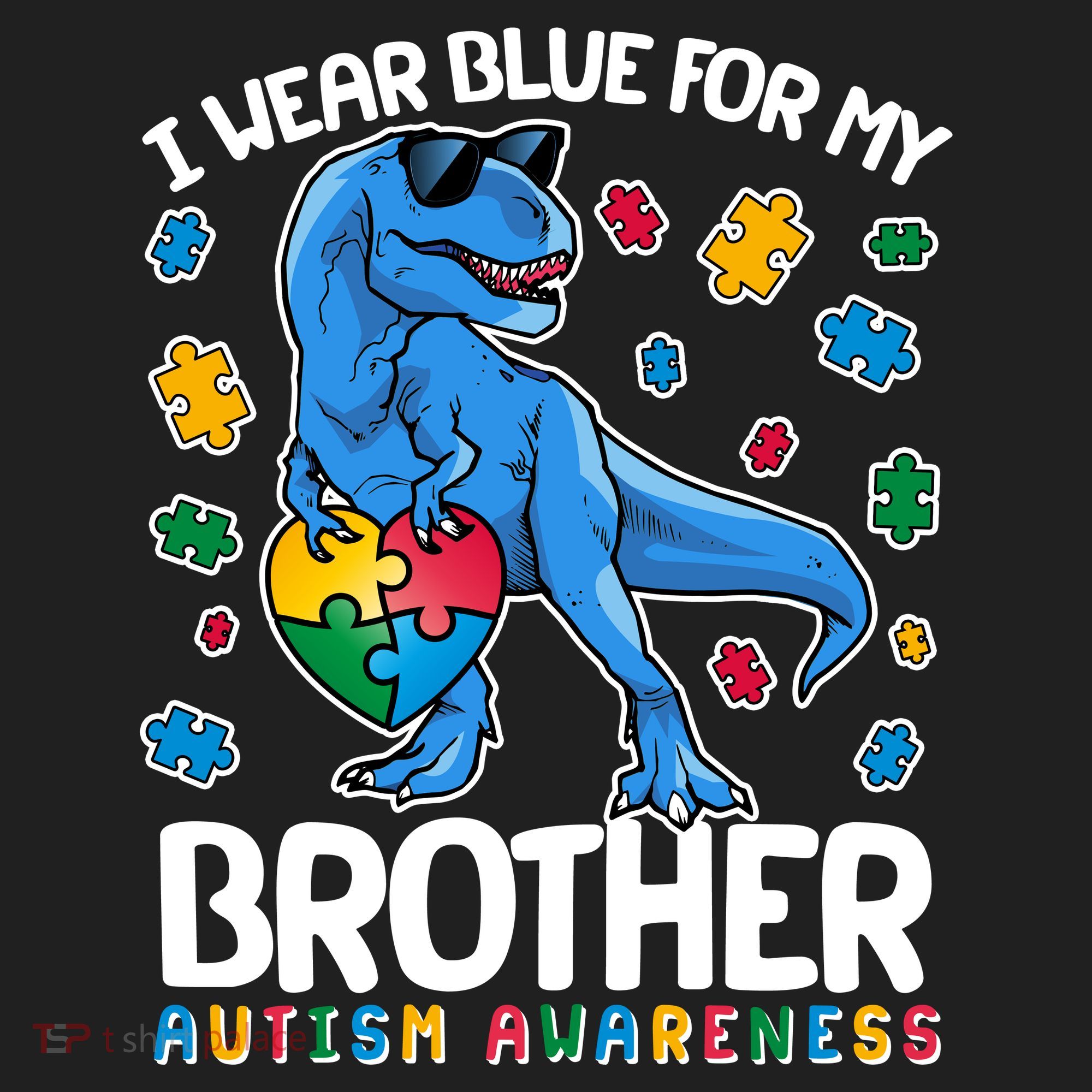 I Wear Blue For My Brother Autism Awareness T-Rex Dinosaur Beanie