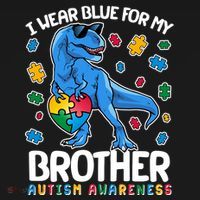 I Wear Blue For My Brother Autism Awareness T-Rex Dinosaur Ornament thumb 1