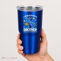I Wear Blue For My Brother Autism Awareness T-Rex Dinosaur Tumbler thumb 2
