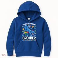 I Wear Blue For My Brother Autism Awareness T-Rex Dinosaur Kids Hoodie thumb 0