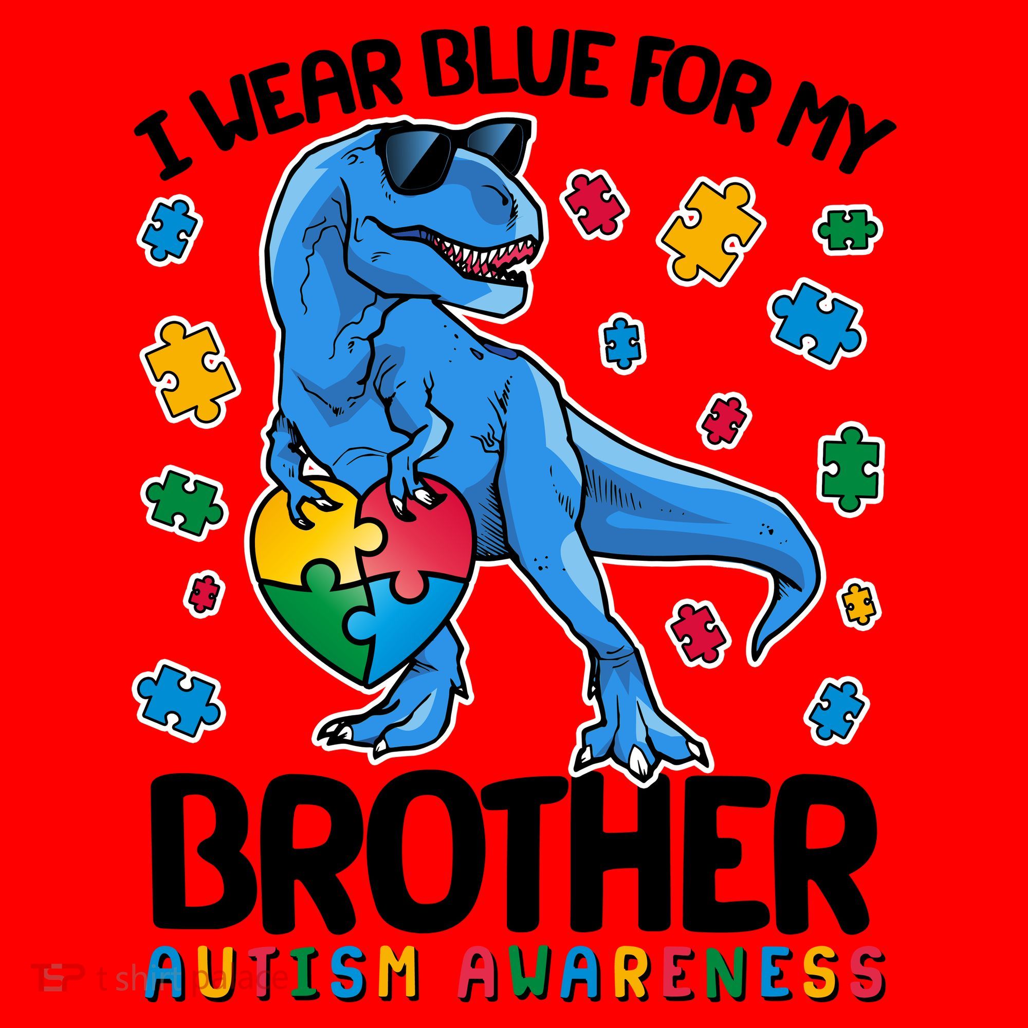 I Wear Blue For My Brother Autism Awareness T-Rex Dinosaur Santa Hat