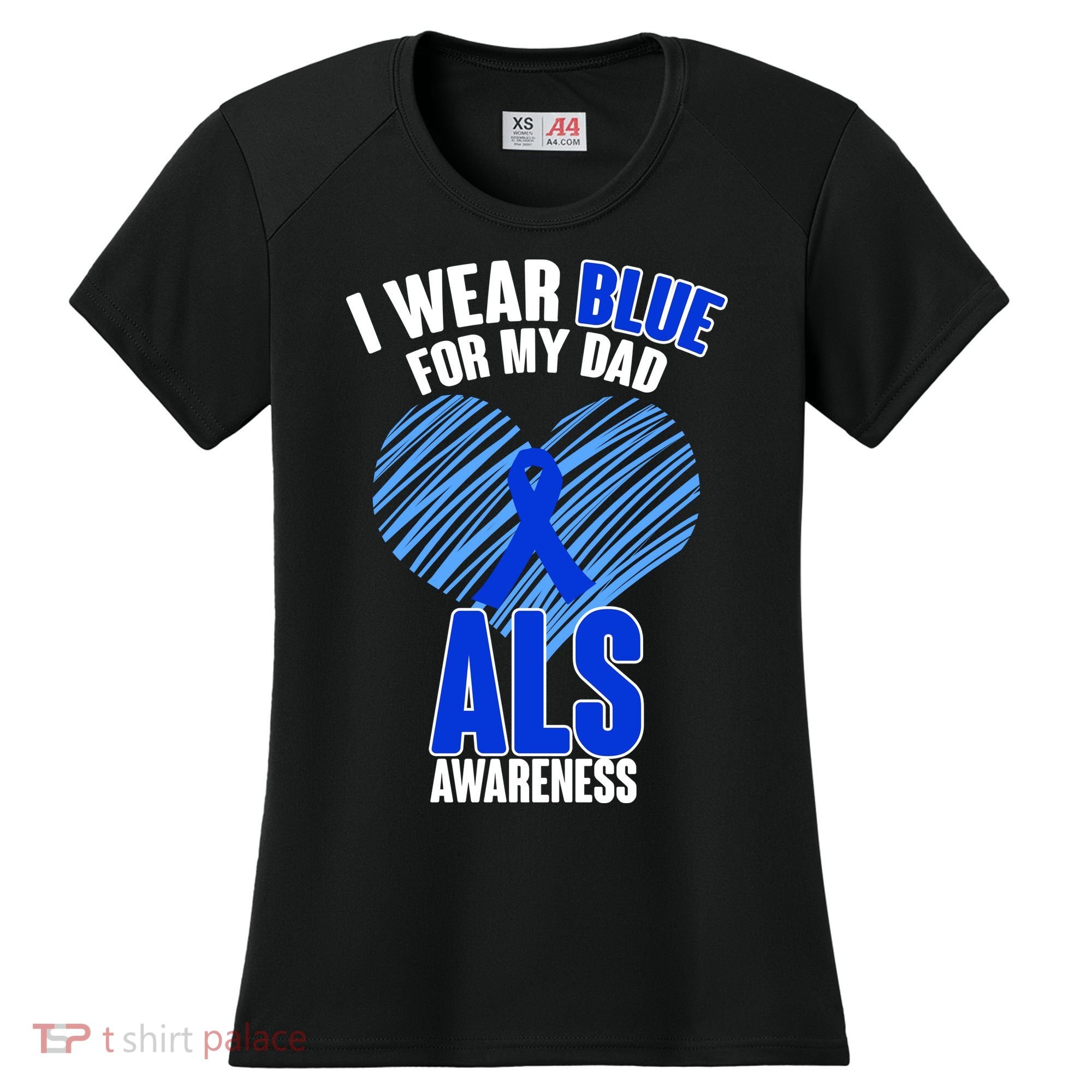 I Wear Blue For My Dad ALS Awareness Women's Cooling Performance Crew T-Shirt