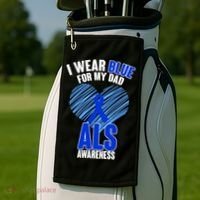 I Wear Blue For My Dad ALS Awareness Golf Towel thumb 2