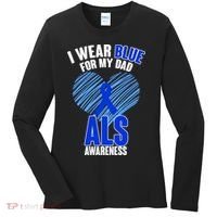 I Wear Blue For My Dad ALS Awareness Women's Long Sleeve Shirt thumb 0