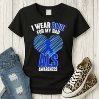 I Wear Blue For My Dad ALS Awareness Women's T-Shirt thumb 3