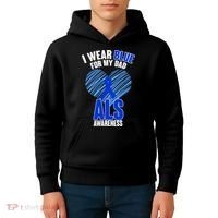 I Wear Blue For My Dad ALS Awareness Kids Hoodie thumb 4