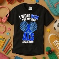 I Wear Blue For My Dad ALS Awareness Kids T-Shirt thumb 3