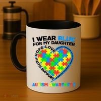I Wear Blue For My Daughter Autism Awareness Heart Puzzle Coffee Mug thumb 4