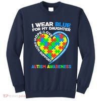 I Wear Blue For My Daughter Autism Awareness Heart Puzzle Sweatshirt thumb 0