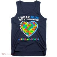 I Wear Blue For My Daughter Autism Awareness Heart Puzzle Tank Top thumb 0