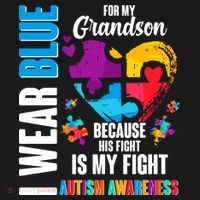I Wear Blue For My Grandson His Fight is My Fight Autism Long Sleeve Shirt thumb 2