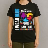 I Wear Blue For My Grandson His Fight is My Fight Autism T-Shirt thumb 4