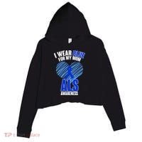 I Wear Blue For My Mom ALS Awareness Crop Fleece Hoodie thumb 0