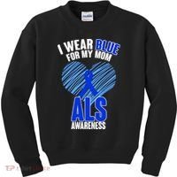 I Wear Blue For My Mom ALS Awareness Kids Sweatshirt thumb 0