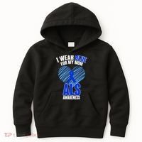 I Wear Blue For My Mom ALS Awareness Kids Hoodie thumb 0
