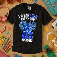 I Wear Blue For My Mom ALS Awareness Kids T-Shirt thumb 3