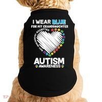 I Wear Blue For My Personalize Custom Text Autism Doggie Tank thumb 0