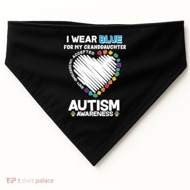 I Wear Blue For My Personalize Custom Text Autism USA-Made Doggie Bandana