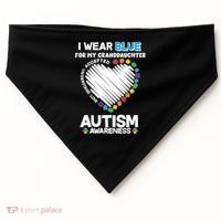 I Wear Blue For My Personalize Custom Text Autism USA-Made Doggie Bandana thumb 0