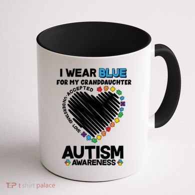 I Wear Blue For My Personalize Custom Text Autism Coffee Mug back
