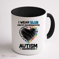 I Wear Blue For My Personalize Custom Text Autism Coffee Mug thumb 1