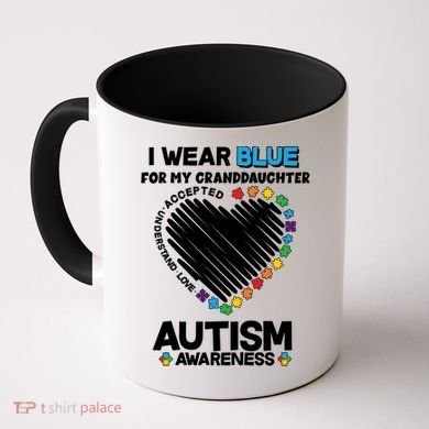 I Wear Blue For My Personalize Custom Text Autism Coffee Mug