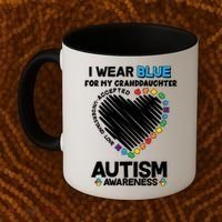 I Wear Blue For My Personalize Custom Text Autism Coffee Mug thumb 2