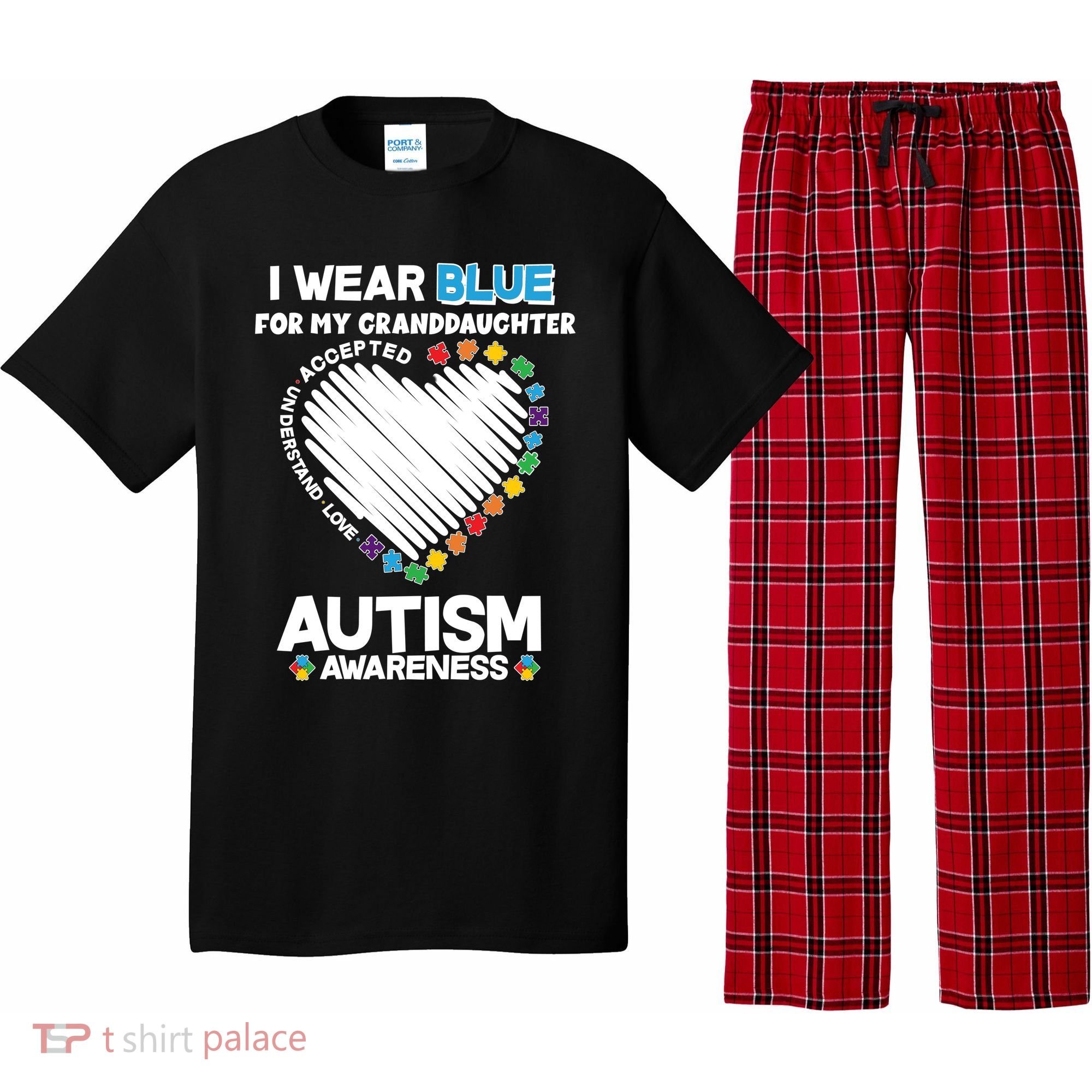 I Wear Blue For My Personalize Custom Text Autism Pajama Set