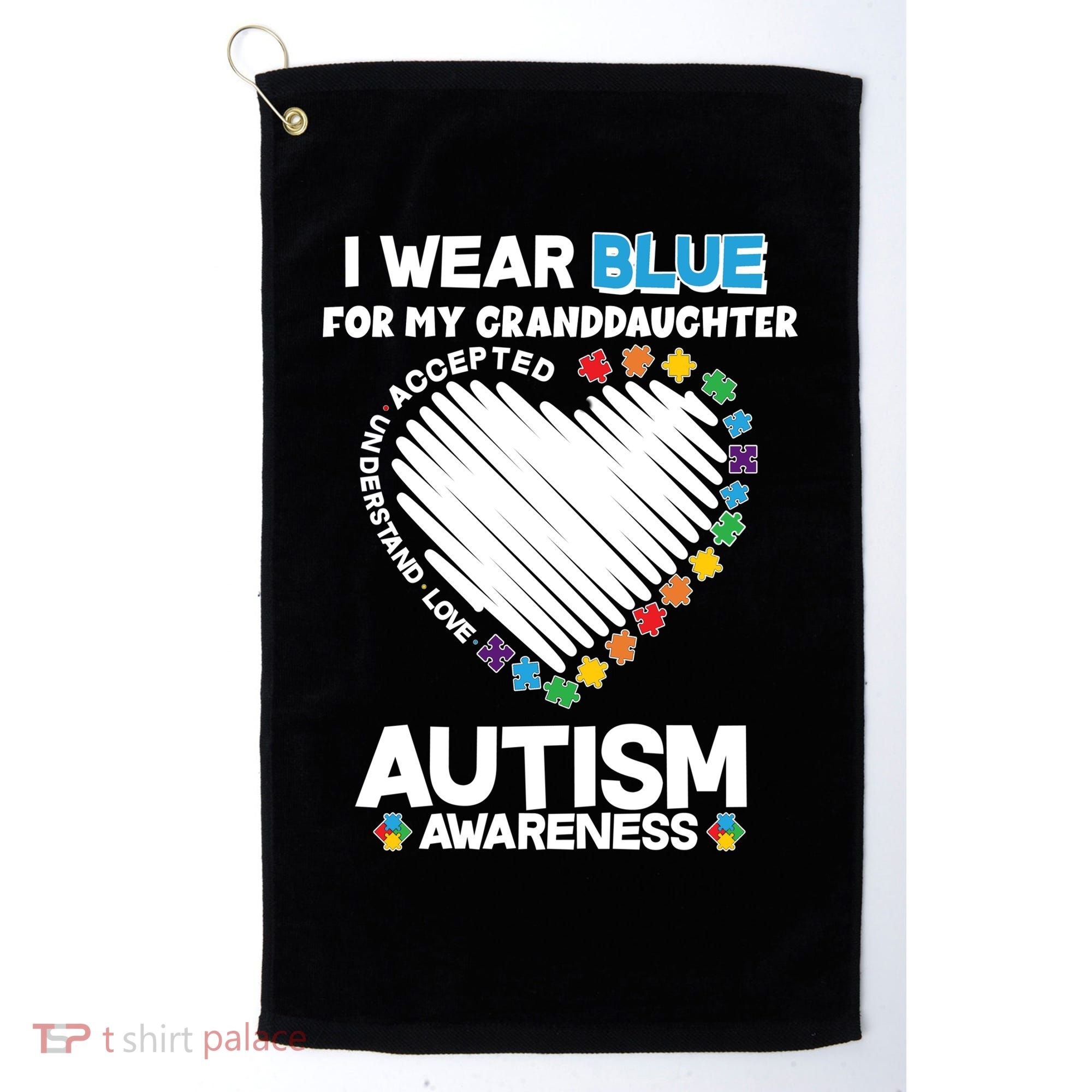 I Wear Blue For My Personalize Custom Text Autism Golf Towel