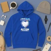 I Wear Blue For My Personalize Custom Text Autism Hoodie thumb 3