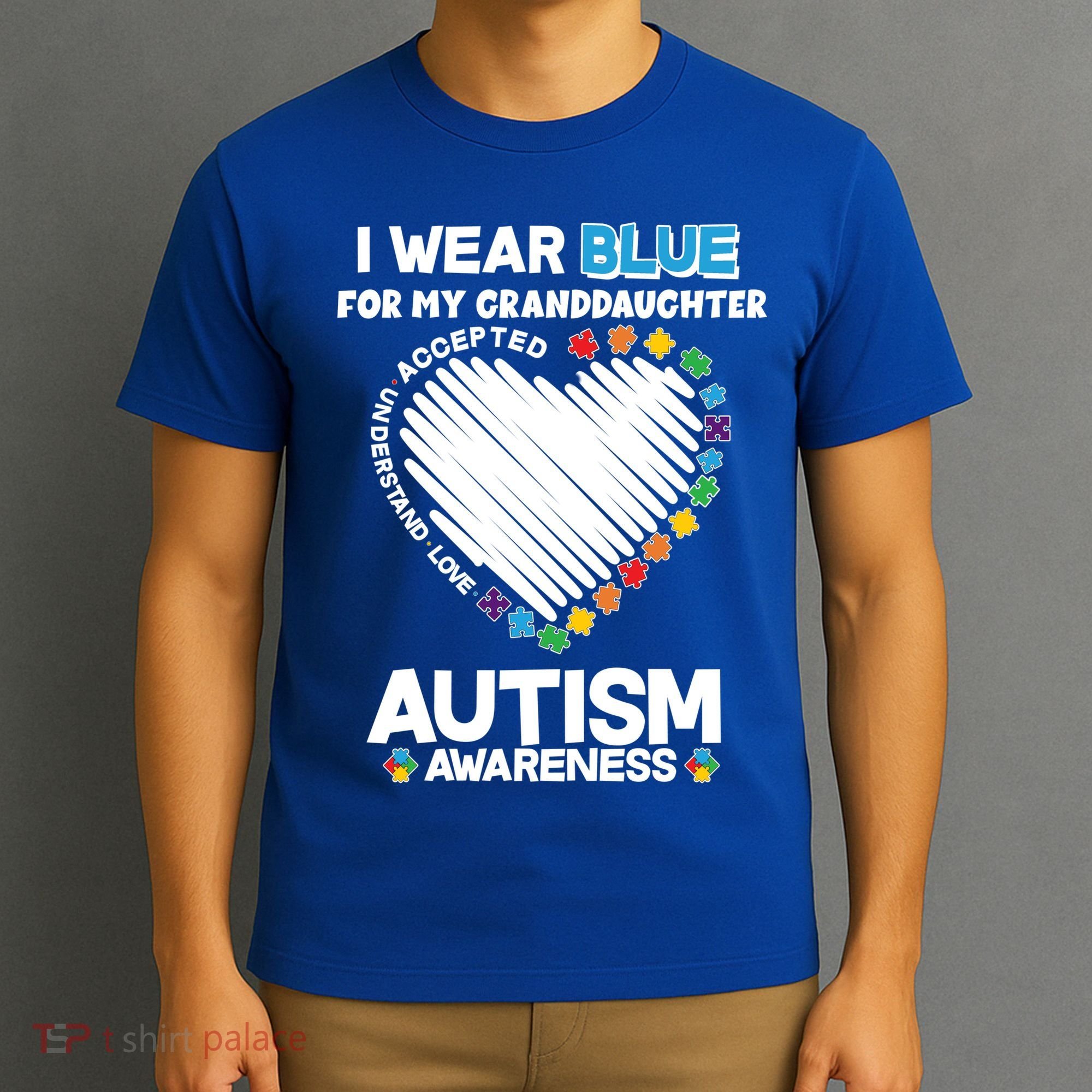 I Wear Blue For My Personalize Custom Text Autism T-Shirt