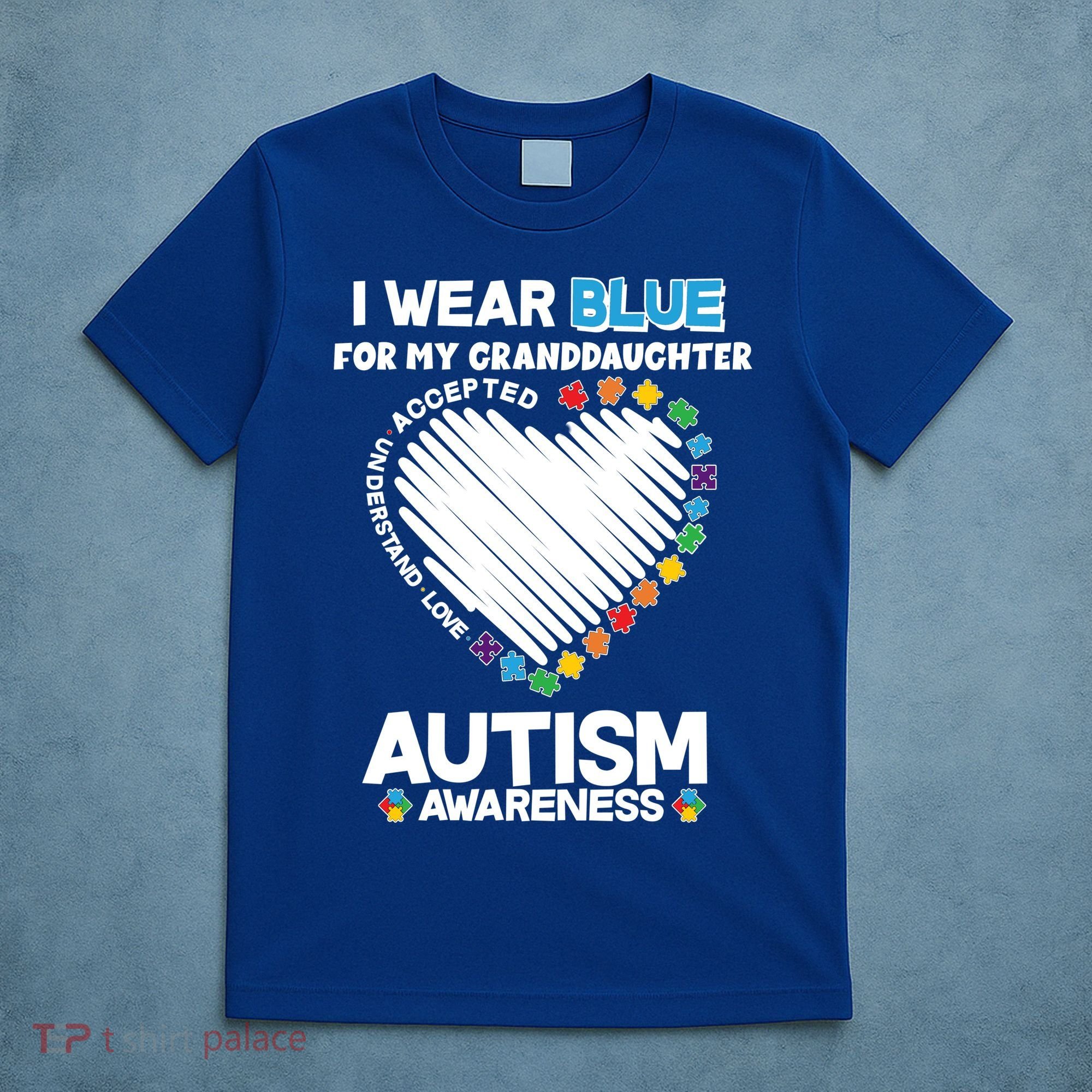 I Wear Blue For My Personalize Custom Text Autism T-Shirt