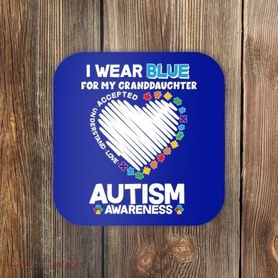 I Wear Blue For My Personalize Custom Text Autism Coaster