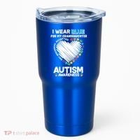 I Wear Blue For My Personalize Custom Text Autism Tumbler thumb 0